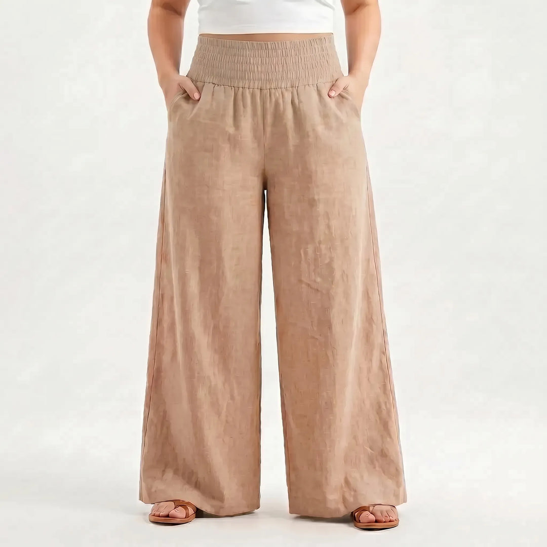 Relaxed fit women's wide-leg pants, perfect for summer fashion, vacation, and day wear.