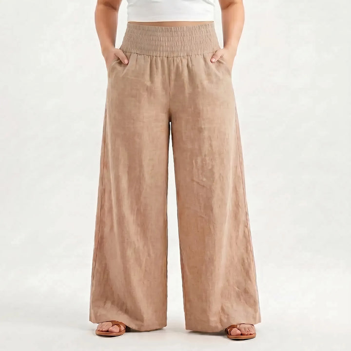 Relaxed fit women's wide-leg pants, perfect for summer fashion, vacation, and day wear.