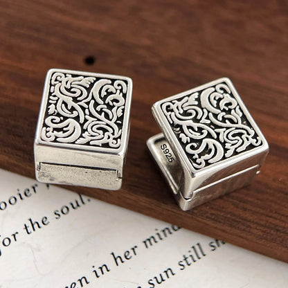 Women's sterling silver Relic earrings, engraved with a vintage, antique finish. Hypoallergenic.