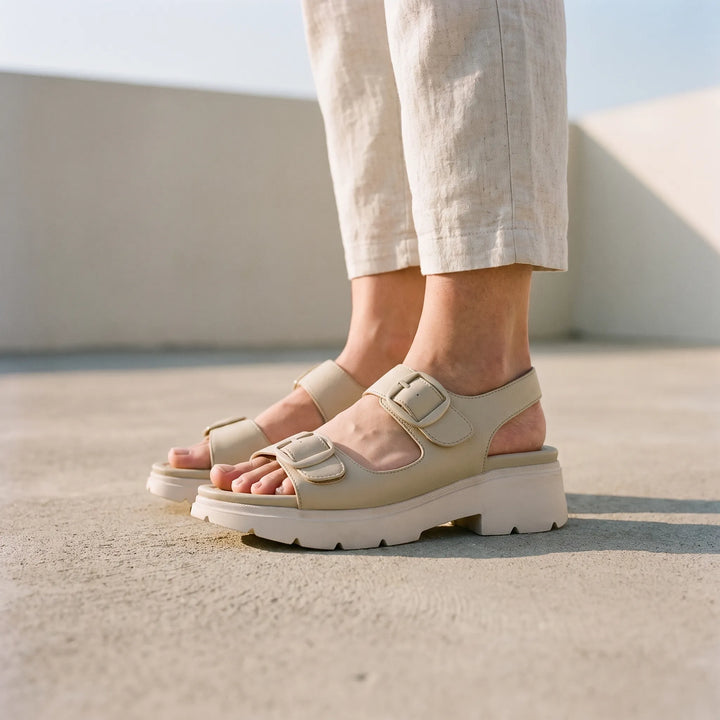 Women's Renee chunky platform sandals. Stylish and comfortable open-toe summer shoes with adjustable straps.