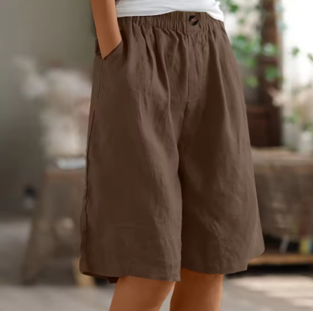 Dynamic shot of Women's Renee comfort shorts, elastic waist, perfect for active summer days.