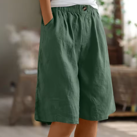 Women's Renee mid-thigh comfort shorts paired with a casual top for an easy summer look.