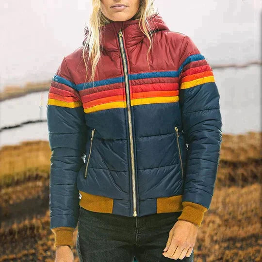 Women's retro Isabella parka with faux fur hood, warm long winter coat, stylish ladies outerwear.