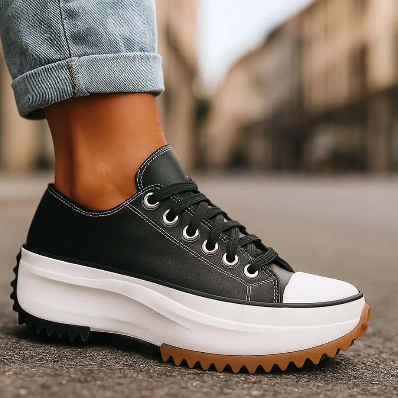 Women's lace-up retro platform sneakers offering all-day comfort and a classic vintage fashion statement.