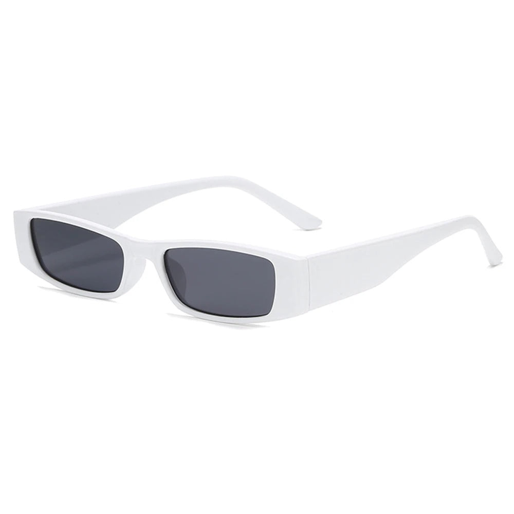 Stylish women's retro slim shades, capturing 90s chic and offering essential UV protection.