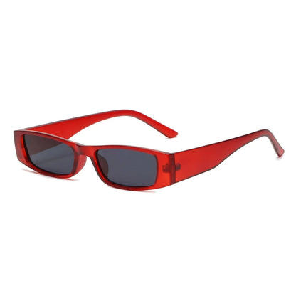 Trendy women's retro slim shades, ideal 90s chic eyewear providing superior UV protection.