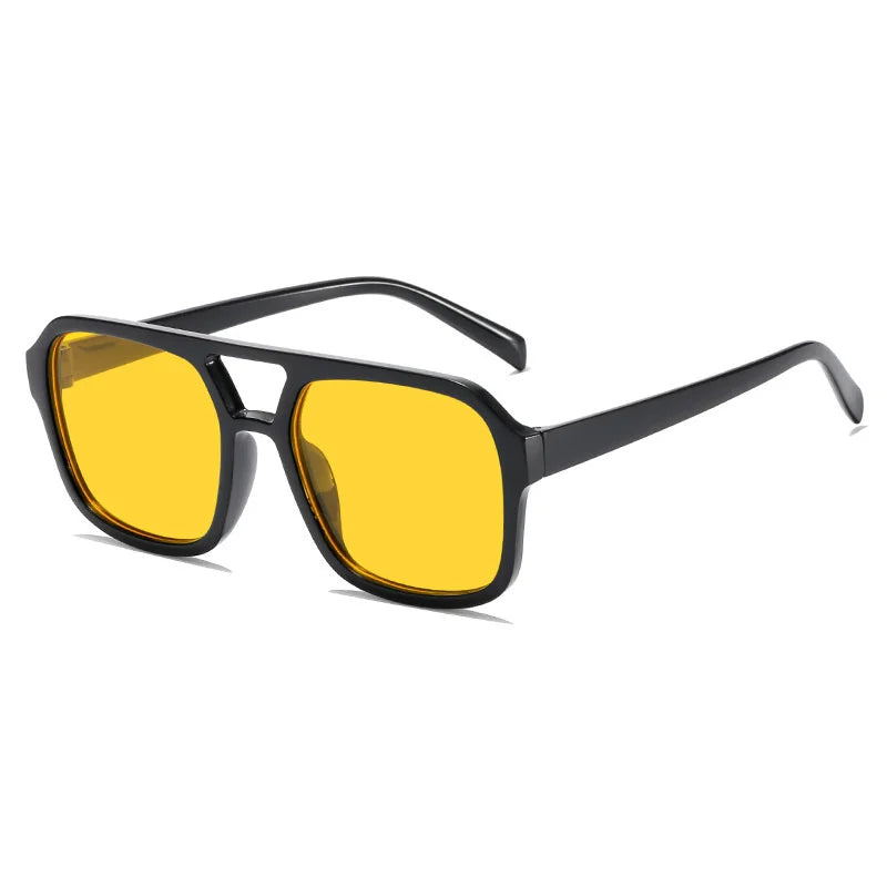 Women's stylish retro square shades, prismatic UV protection lenses, a vintage touch.