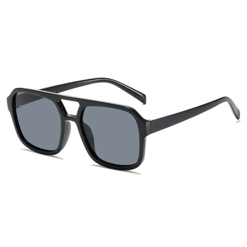 Colorful women's retro square sunglasses with prismatic UV protective lenses.