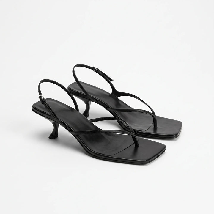 Elegant women's retro square toe kitten heel sandals, perfect for any stylish summer outfit.