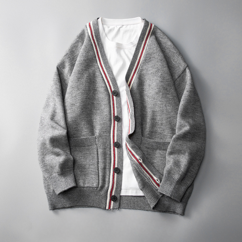 Women's retro striped knit cardigan, vintage style button-up long sleeve sweater for fall fashion.