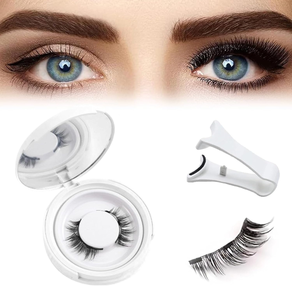 Women's reusable magnetic eyelashes kit with applicator for effortless, glue-free application.