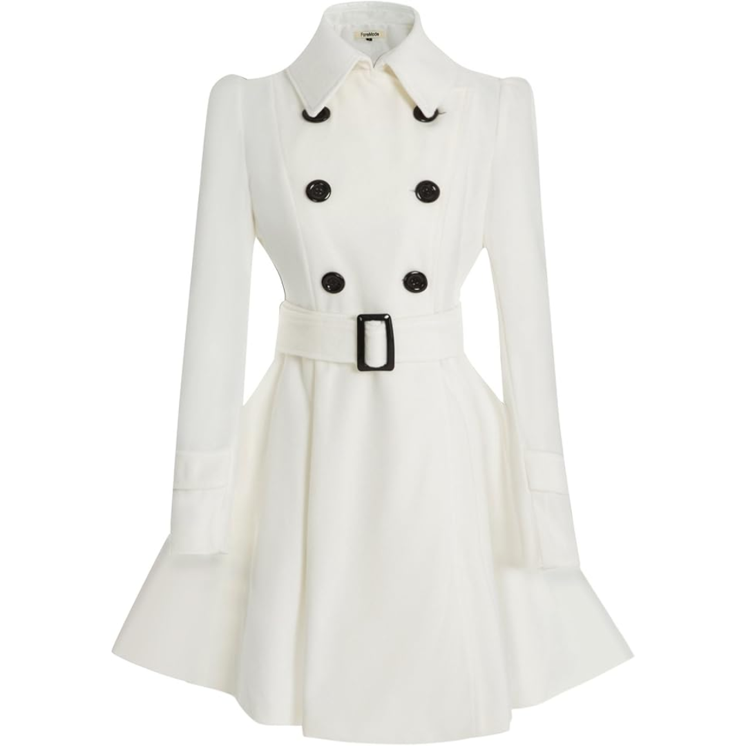 Chic women's reversible peacoat with belt, mid-length design for versatile winter & spring style.