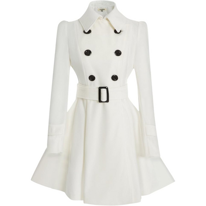Chic women's reversible peacoat with belt, mid-length design for versatile winter & spring style.