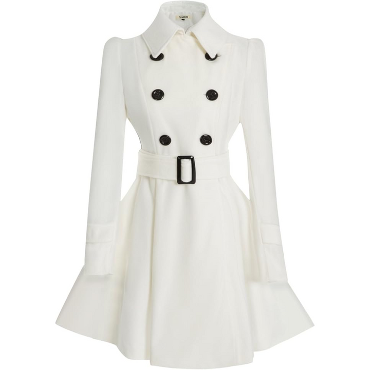 Chic women's reversible peacoat with belt, mid-length design for versatile winter & spring style.