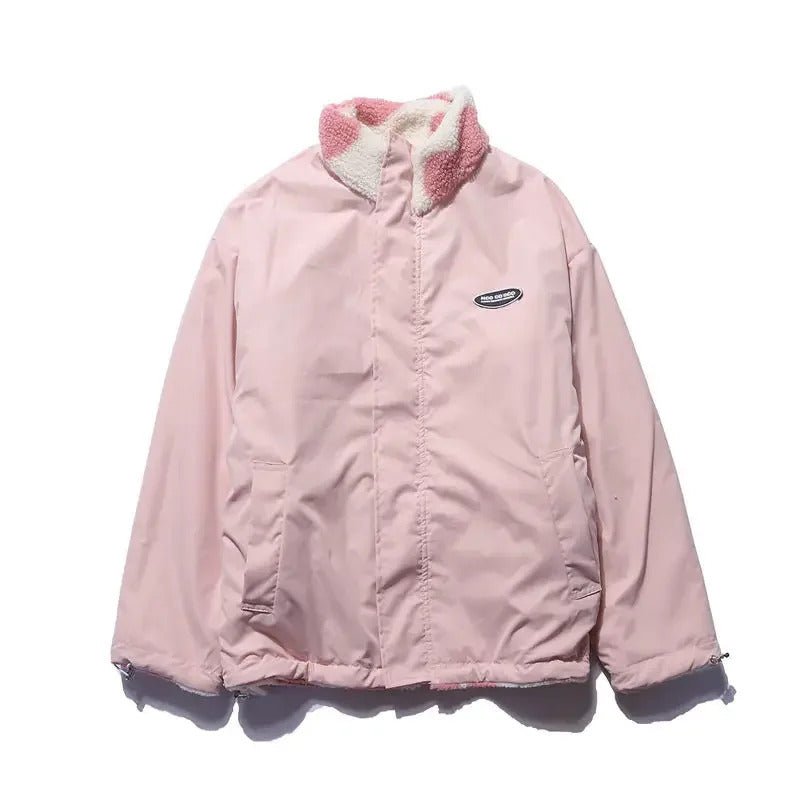 Two-sided women's fashion jacket: reversible with a stylish heart pattern, lightweight comfort.