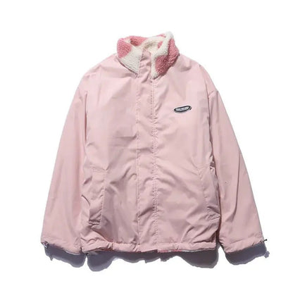 Two-sided women's fashion jacket: reversible with a stylish heart pattern, lightweight comfort.