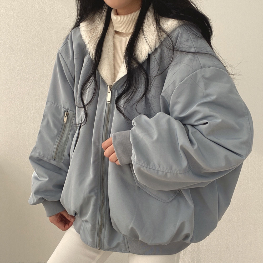 Women's reversible hooded jacket, showing both stylish sides for versatile casual fall/winter wear.