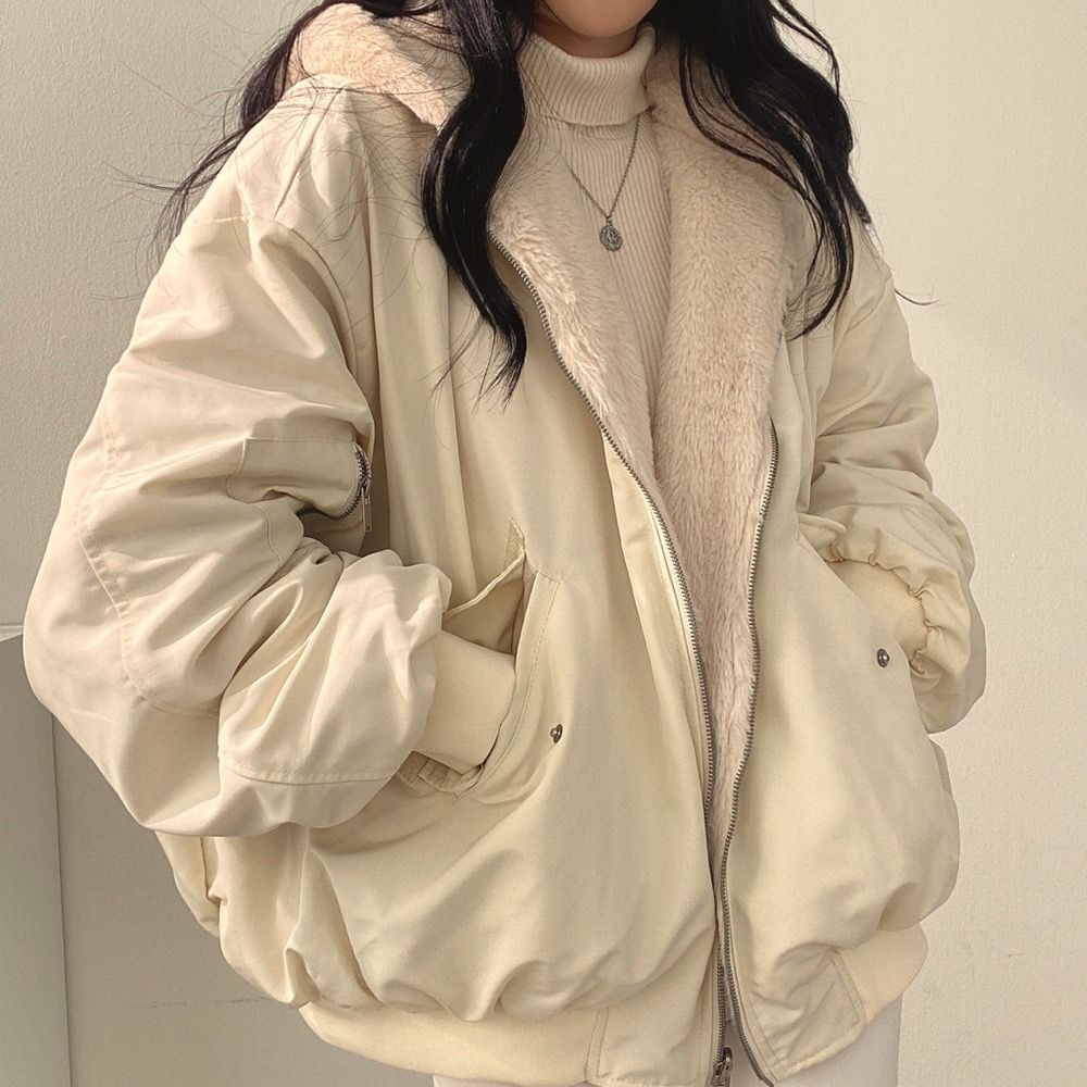 Women's reversible hooded jacket, a cozy, versatile, essential piece for fall/winter outerwear.