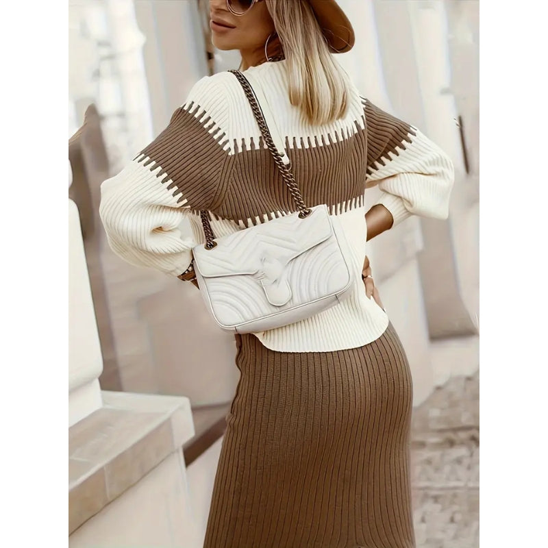 Versatile women's rib-knit two-piece lounge set, great for stylish casual or relaxing wear.