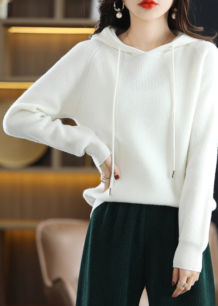 Essential layering women's ribbed knit pullover hoodie, comfortable & chic.