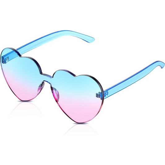 Women's rimless heart-shaped transparent sunglasses for a trendy summer look.