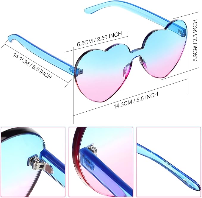 Unique women's transparent heart sunglasses, rimless and eye-catching for fashion enthusiasts.