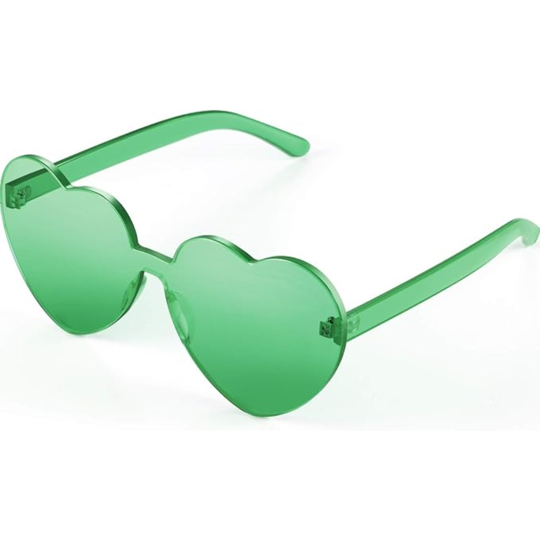 Chic women's rimless heart-shaped sunglasses with clear lenses, a must-have accessory.