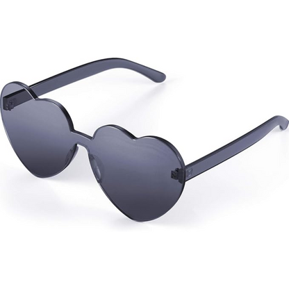 Party-ready women's transparent heart sunglasses, rimless design for a fun outfit.