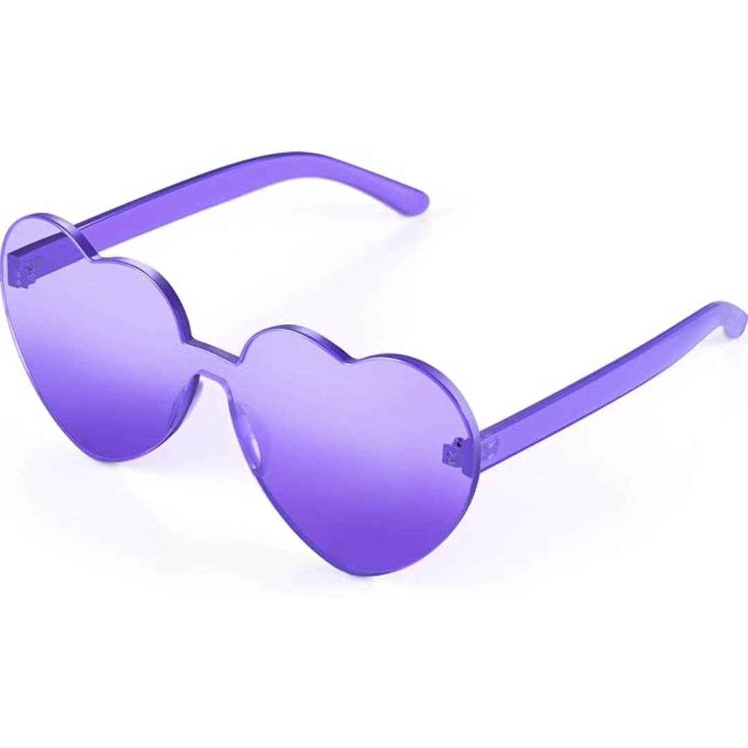 Summer style women's transparent heart sunglasses, rimless and fashionable for any occasion.