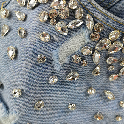 Stylish high-waisted wide-leg shorts for women, featuring a distressed ripped design.