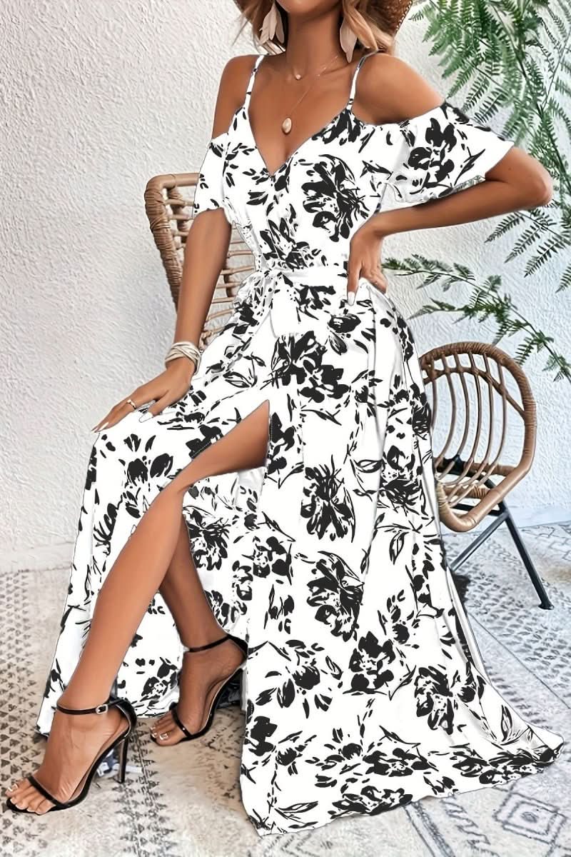 Stylish cold shoulder maxi dress for women, ideal for parties, summer events, and special occasions.