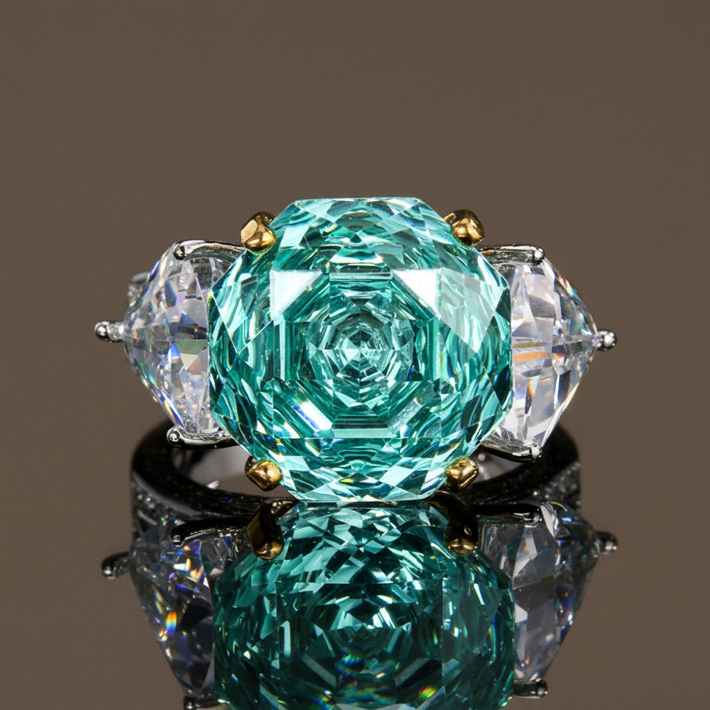 Fashionable women's adjustable ring with a rose cut tourmaline. Vibrant gemstone jewelry, a colorful statement piece.