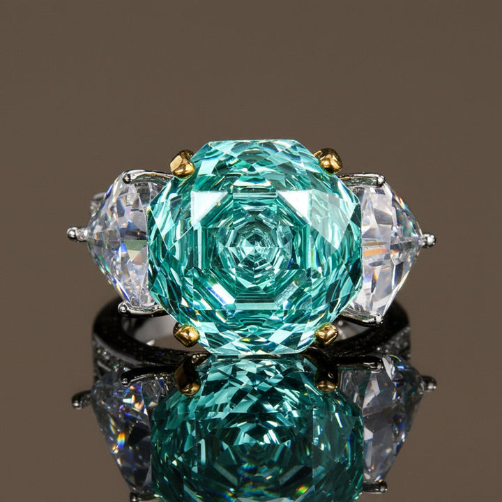 Fashionable women's adjustable ring with a rose cut tourmaline. Vibrant gemstone jewelry, a colorful statement piece.