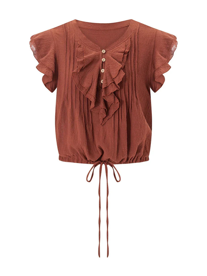 Button-front women's crop top, relaxed fit for ultimate summer comfort.