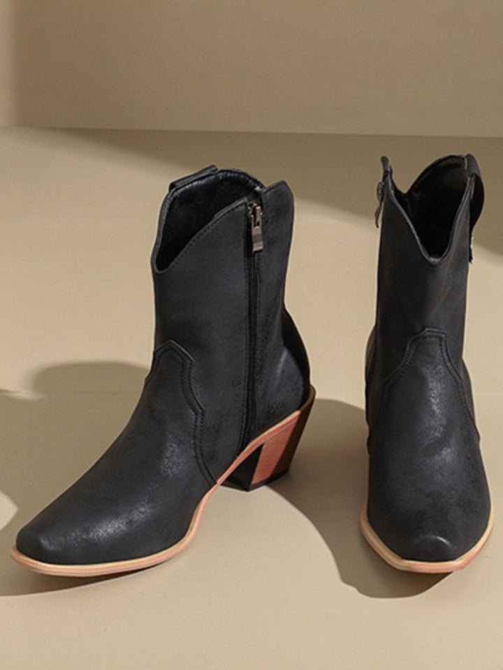Comfortable women's wide calf snip toe cowgirl boots, black, ideal for country style and all-day wear.
