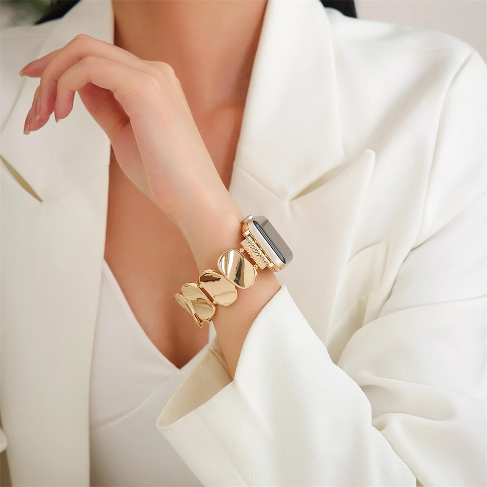 Durable sculpted watch band for women's smartwatches, a premium metal accessory.