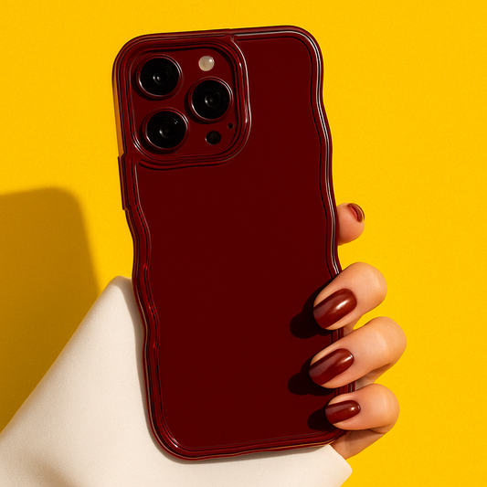 Women's sculpted ripple iPhone case with a glossy finish and shock-absorbent design for ultimate protection.