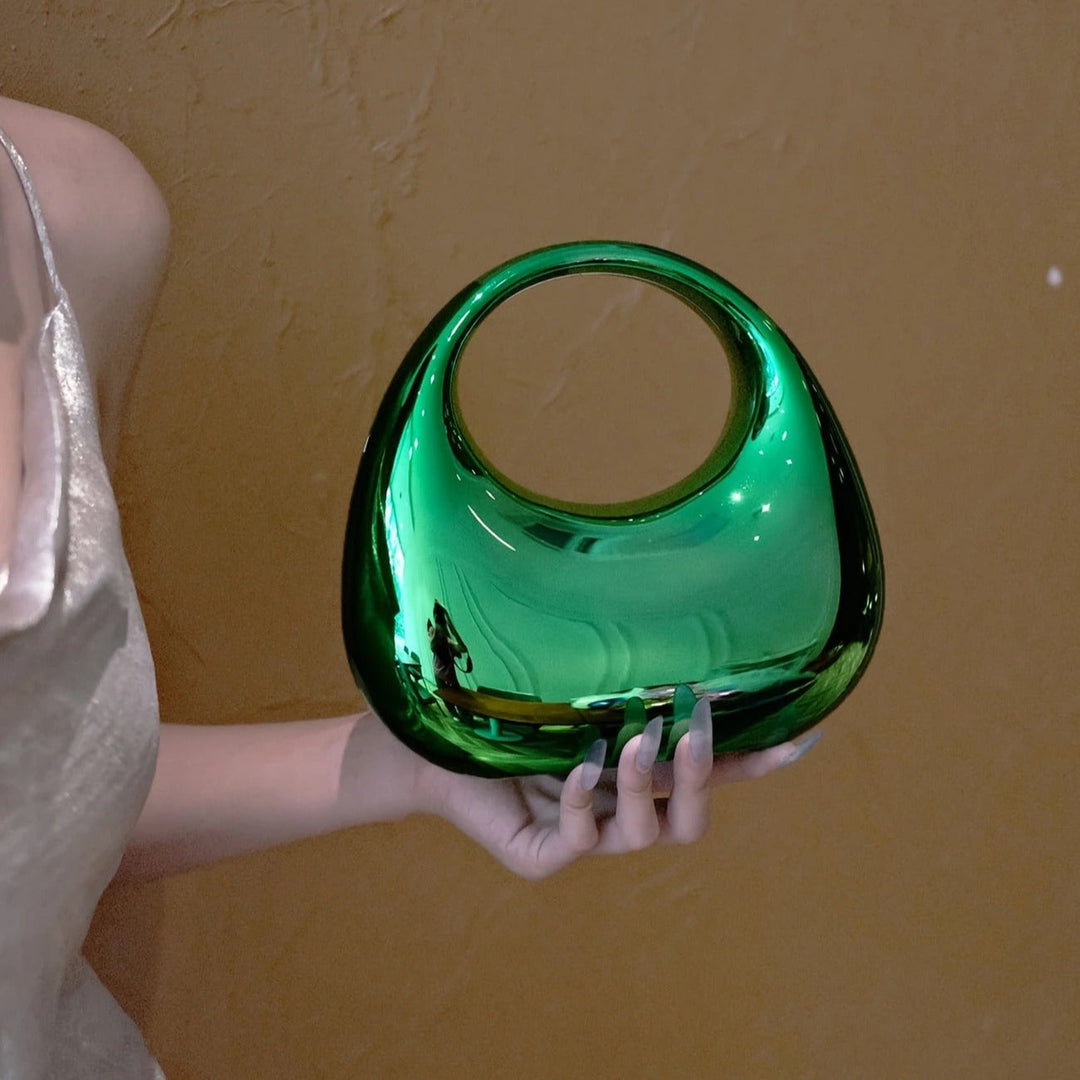 Acrylic women's clutch bag, mirror finish, ideal for a chic evening look.