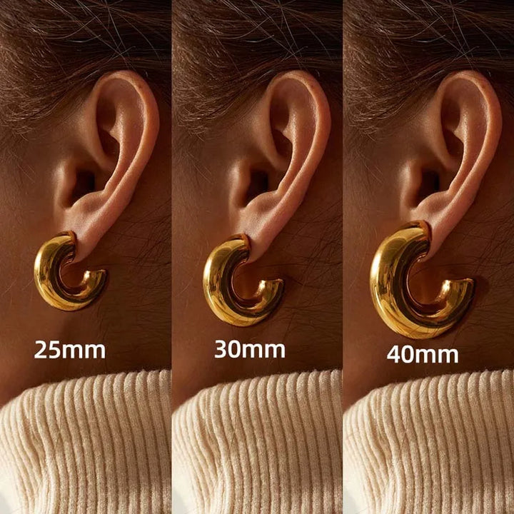 Gold and silver finish women's sculptural hoop earrings, a chic fashion accessory for elegant jewelry lovers.