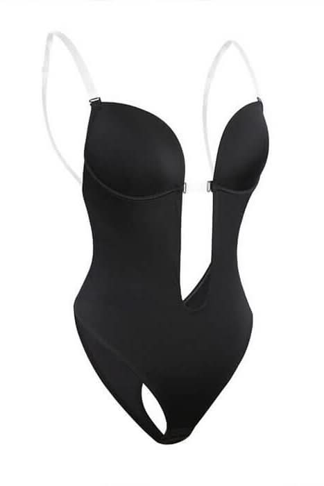 Comfortable women's seamless backless bodyshaper provides support & smooth silhouette.