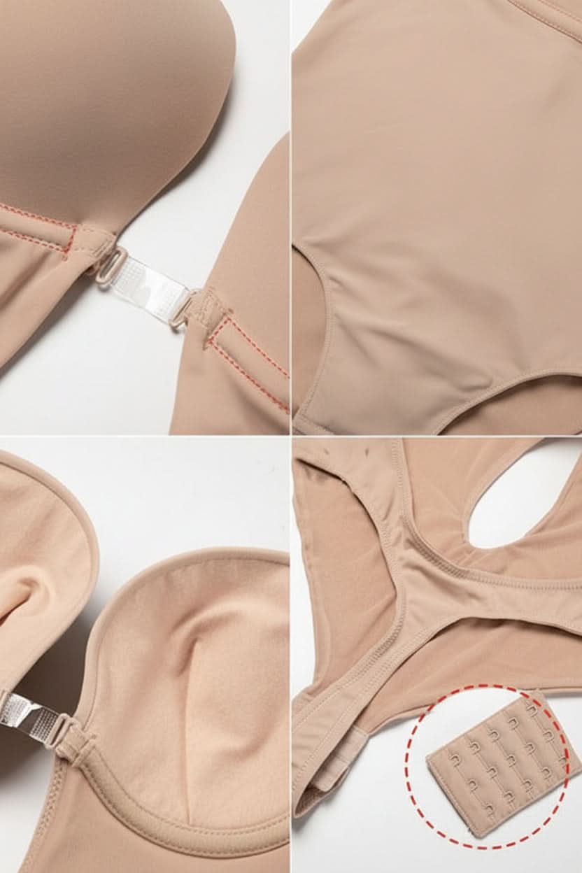Invisible backless shapewear undergarment for women, seamless support for smooth curves.