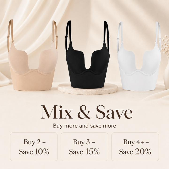 Women's seamless low back bra, perfect for backless outfits. Convertible straps & deep U plunge design.