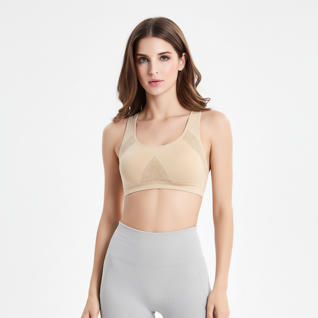 Supportive women's seamless padded activewear bra, designed for intense workouts & everyday gym wear comfort.