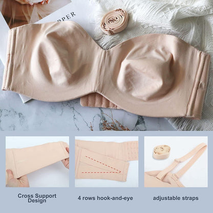 Invisible seamless bra, perfect for plus-size women. Features adjustable straps & back closure for comfort.