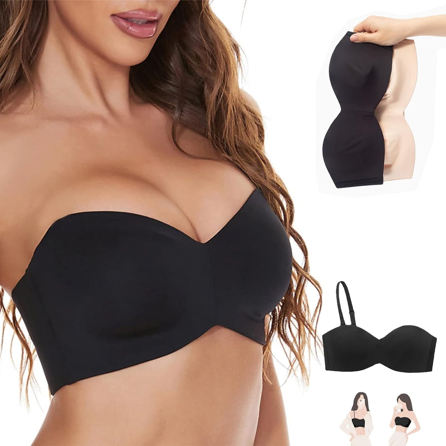 Adjustable comfort bra for plus-size women. Seamless design provides a smooth silhouette under clothing.