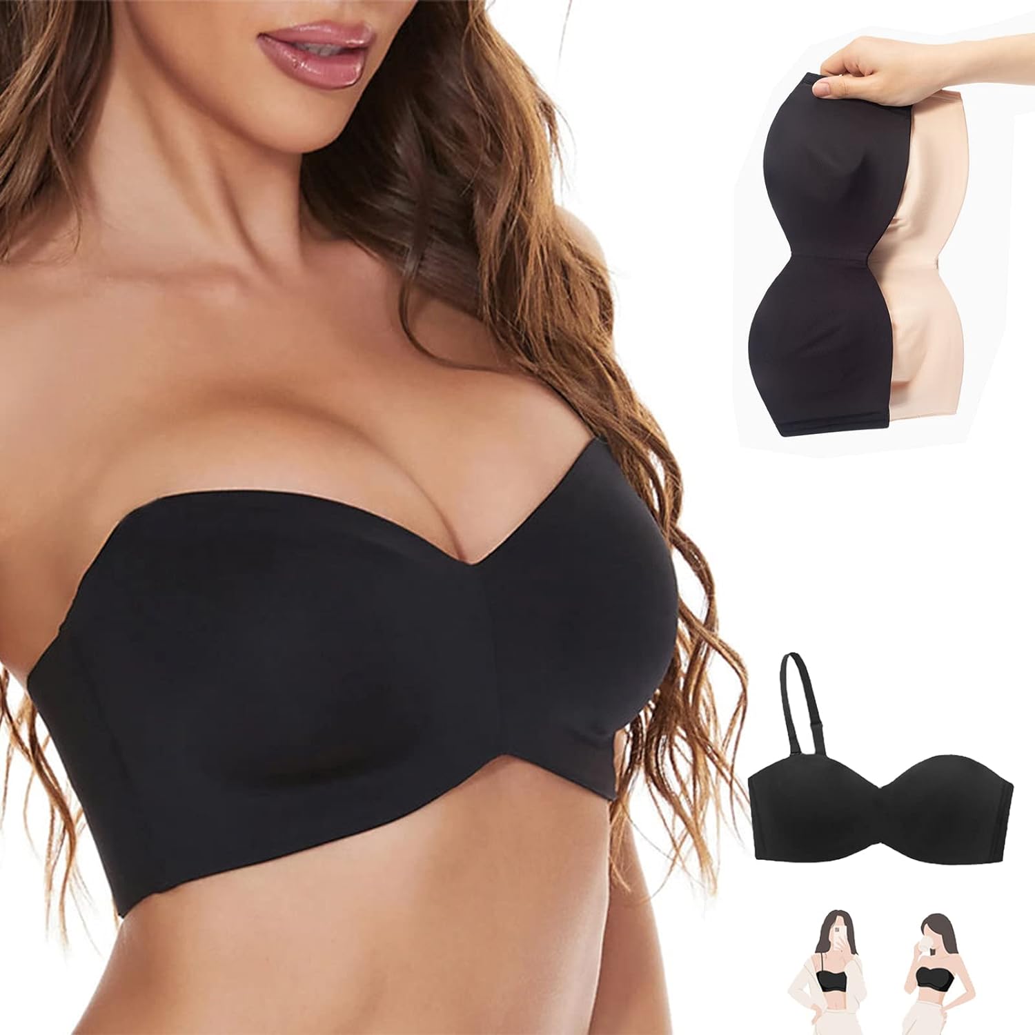 Adjustable comfort bra for plus-size women. Seamless design provides a smooth silhouette under clothing.