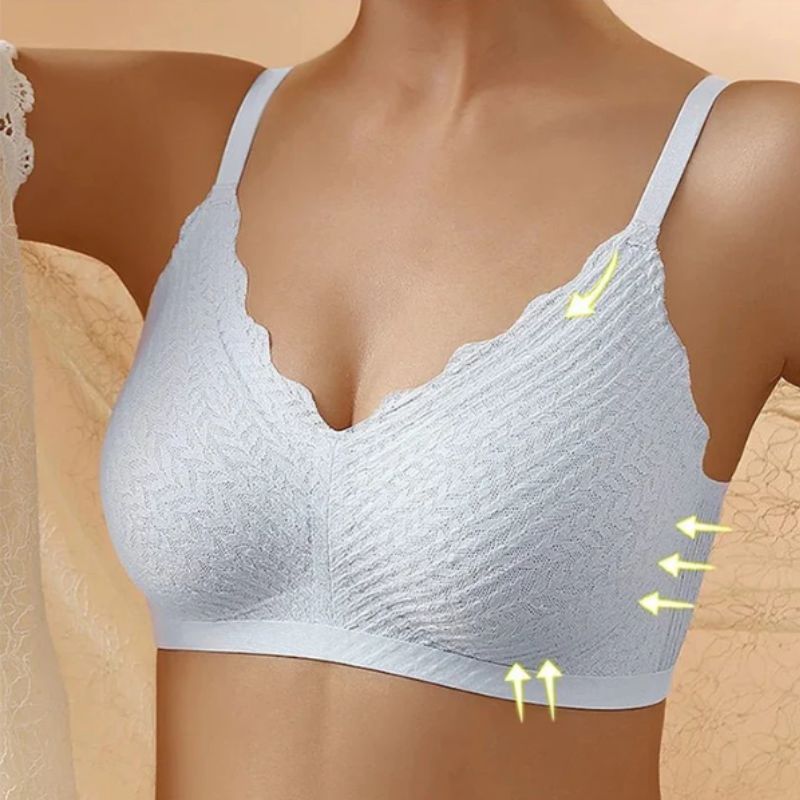 Front view of a women's seamless wireless comfort bra, providing ultimate comfort and soft, flexible support.