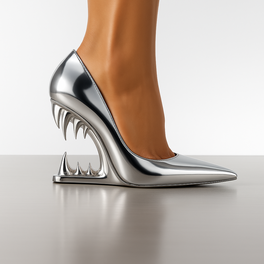 Fearless Women's Selene Tiger Fang Heels, perfect statement party heels for evening fashion and bold style.