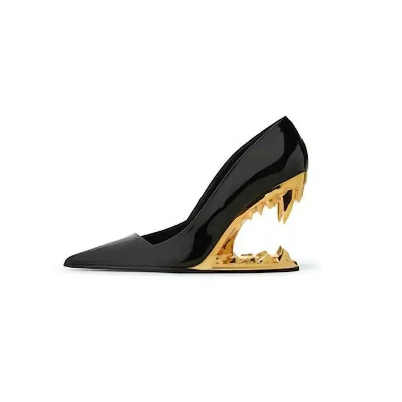 Designer Women's Selene Tiger Fang Heels. Fashion-forward footwear with unique sculpted heels for a bold, fearless look.