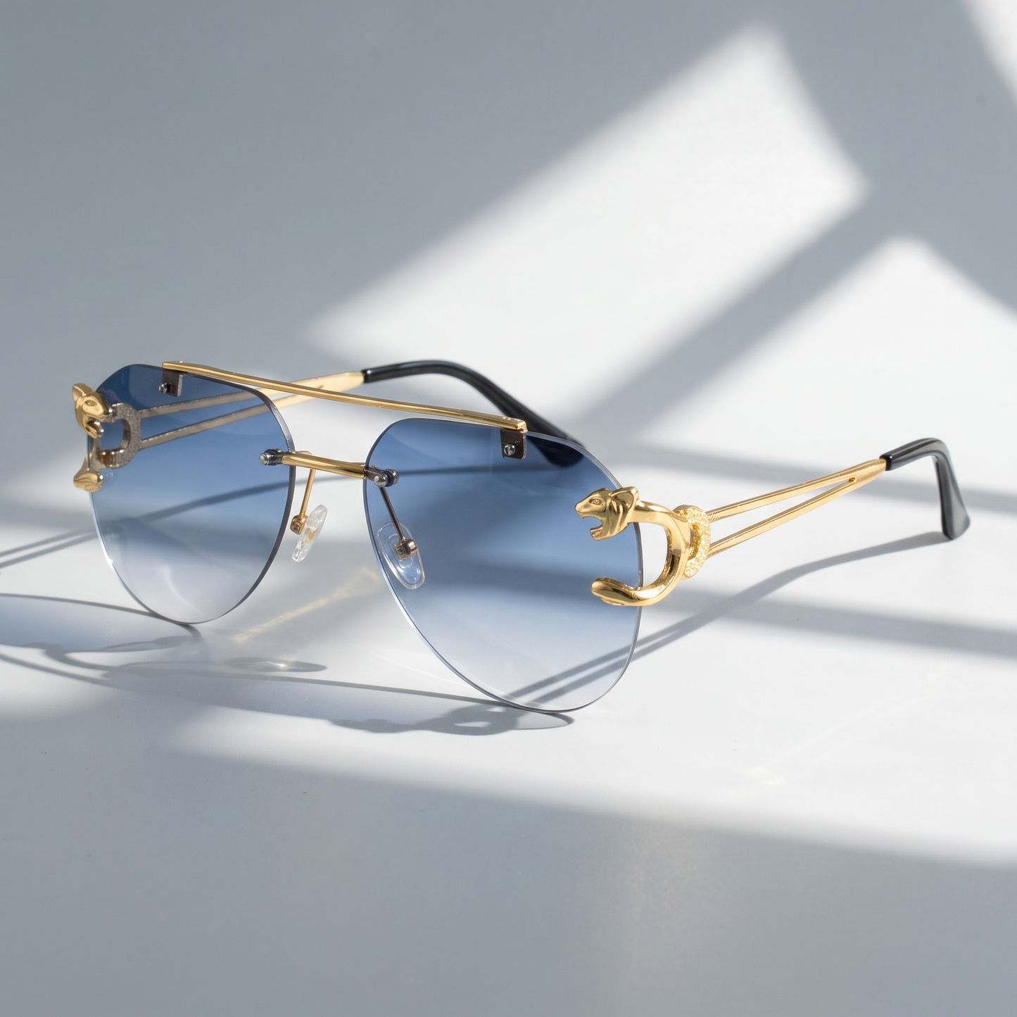 Classic black semi-rimless vintage style sunglasses for women with advanced UV protection.